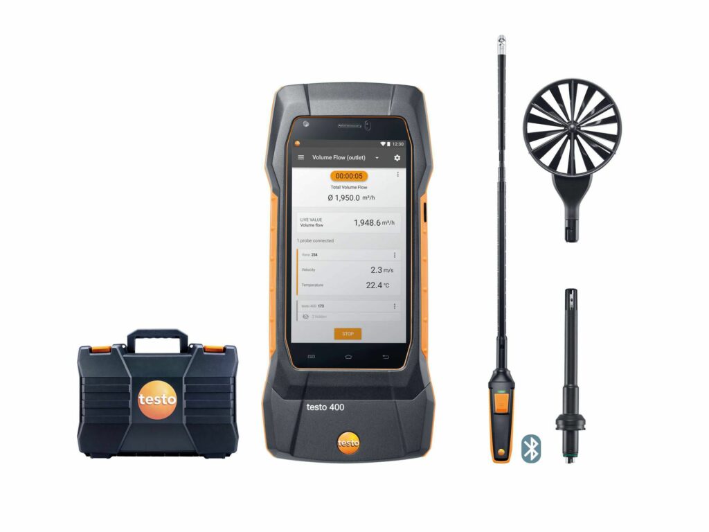 testo 400 air flow kit with 16 mm vane probe