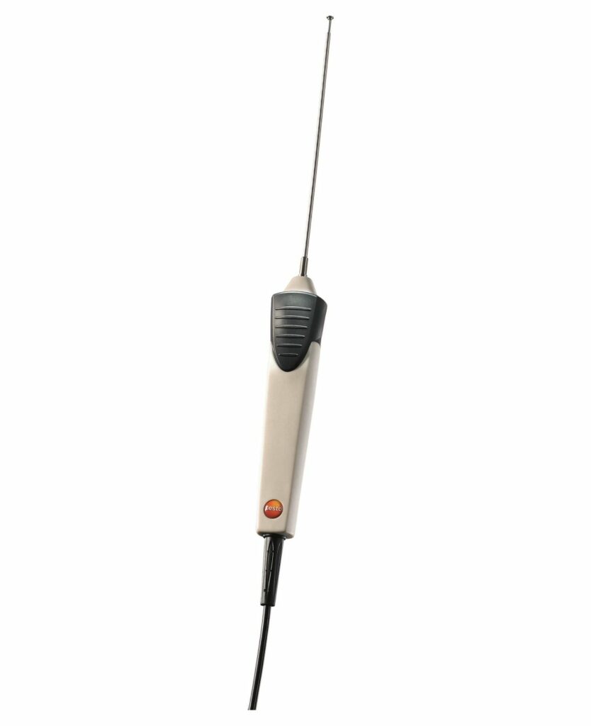 Waterproof surface probe with widened measurement tip