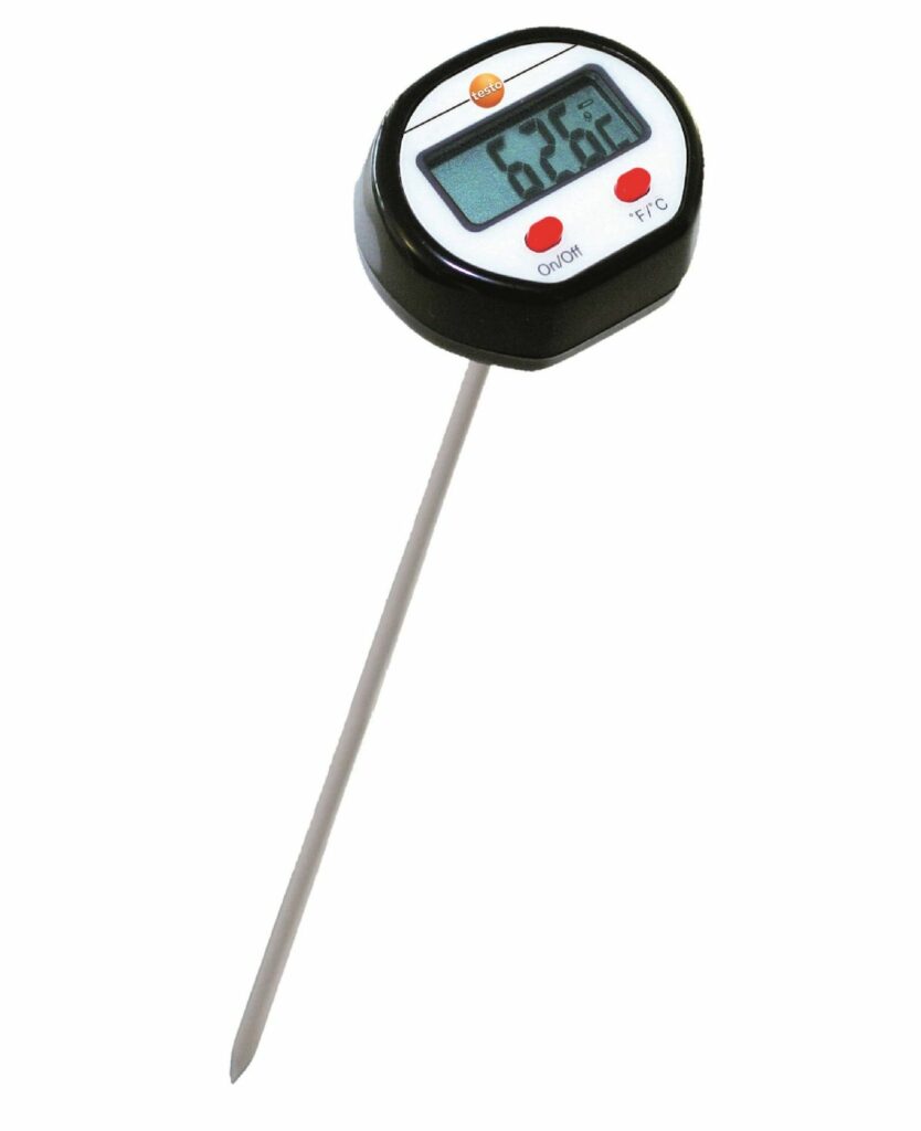 Mini penetration thermometer with extended probe shaft